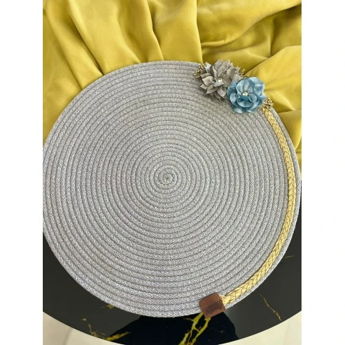 DecoHandy 39cm Çiçekli Jüt Örme Supla Amerikan Servis - Resim 3