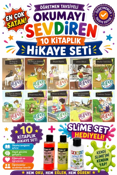 2.Sınıf Öğretmen Tavsiyeli Okumayı Sevdiren 32 Sayfa 10 Kitaplık Hikaye Seti-2 (Slime Set Hediyeli) ürün görseli 1