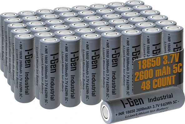 I-Gen E002 INR 18650 Şarjlı Pil 3.7V 2600 Mah 5C - 48 Li Paket ürün görseli 1