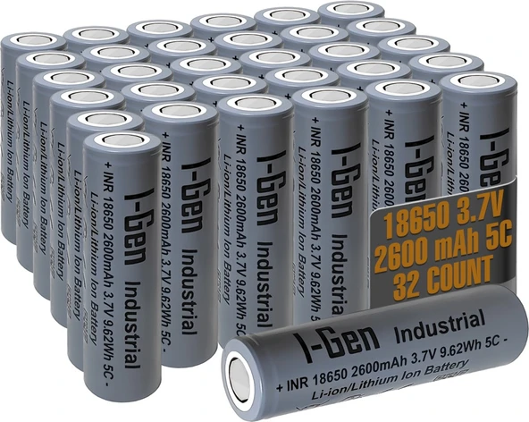I-Gen E002 INR 18650 Şarjlı Pil 3.7V 2600 Mah 5C - 32 Li Paket ürün görseli 1