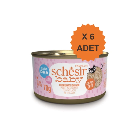 Schesir Baby Sos İçinde Tavuklu ve Somonlu Yavru Kedi Konservesi 70Gr X 6 Adet ürün görseli 1