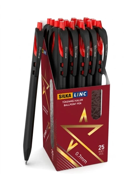 Silka Basmalı Tükenmez Kalem 0,7Mm Kırmızı - 6 adet ürün görseli 1