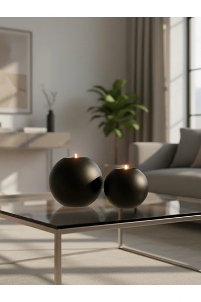 Luniva Home Dekoratif Küre Şeklinde Büyük ve Küçük Mumluk (Tealight Mumlar Dahildir) ürün görseli 1