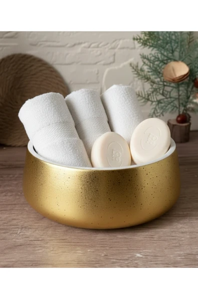 Luniva Home Dekoratif Çok Amaçlı Gold Kase Ev ve Ofis Dekoruna Uygun Hediyelik Aksesuar ürün görseli 1