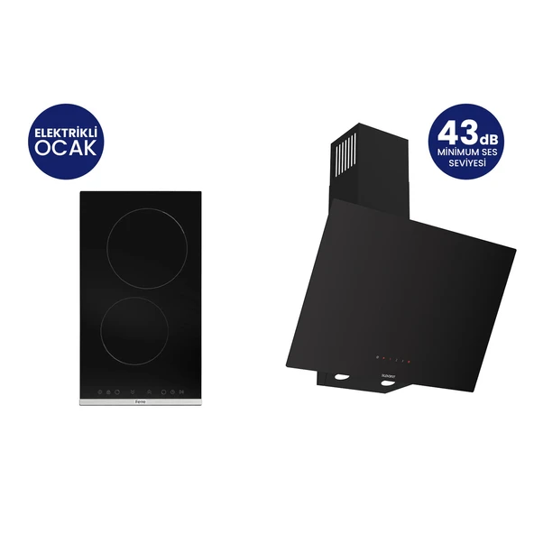 Siyah Elektrikli Vitroseramik Silentart 2'li Ankastre Set ES231+D077-SA ürün görseli 1