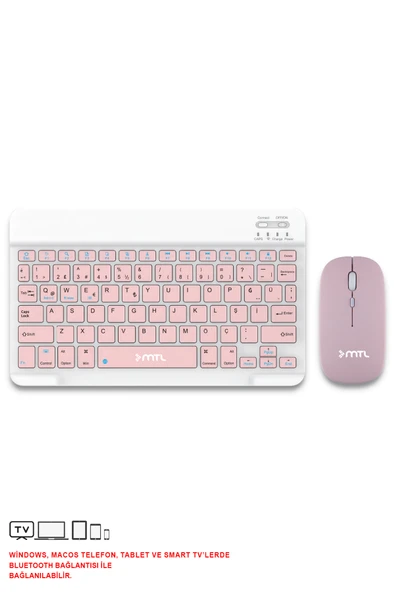 Taşınabilir Bluetooth Mini Klavye ve Mouse Seti | Tüm İşletim Sistemleriyle Uyumlu ürün görseli 1