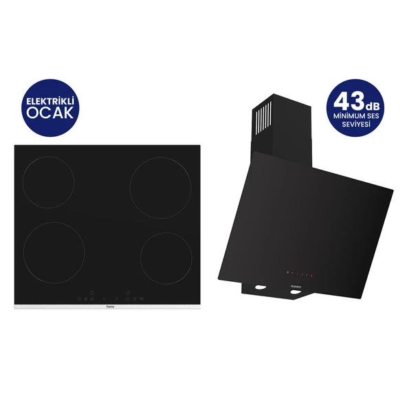 Siyah Elektrikli Vitroseramik Silentart 2'li Ankastre Set ES261+D077-SA ürün görseli 1