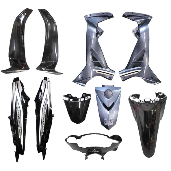 Yamaha Crypton C8 Uyumlu Kaporta Seti 10 Parça Siyah (2010-2014) ürün görseli 1
