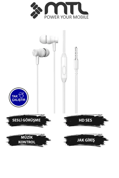 3.5 MM Jack Girişli Stereo Kulak İçi Silikonlu Kablolu Kulaklık Ses Performansı ve Konfor MT270 ürün görseli 1
