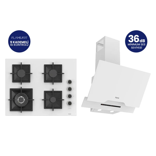 Beyaz 2'li Döküm Izgara Silentart  Ankastre Set  SC406-WFA+D064-SA 65 CM OCAK ürün görseli 1