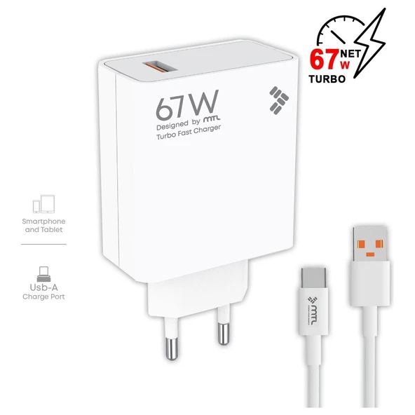Realme 10 Pro+ Uyumlu 67W Turbo USB Şarj Seti Qc 4.0 MT-A1763 ürün görseli 1