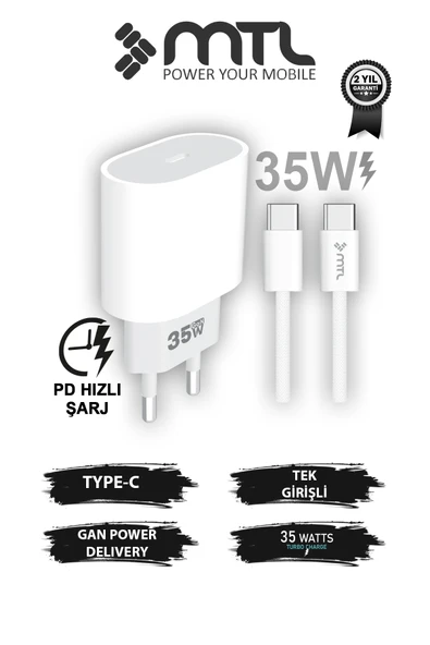 İPhone 15-16-17 / Pro ve Pro Max Serisi Uyumlu Gerçek 35W Gan Type-C Güvenli PD Hızlı Şarj Cihazı ürün görseli 1