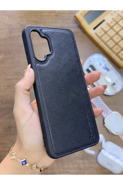 Samsung Galaxy A32 4G Uyumlu Premium Deri Dokulu Darbelere Karşı Dayanıklı Nazal Silikon Kılıf ürün görseli 1