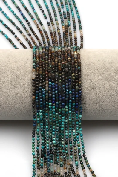 Azurit-Lapis Lazuli-Krizokol Doğal Taş Dizi 2 mm Fasetli Küre Kesim - DZ-1318 ürün görseli 1