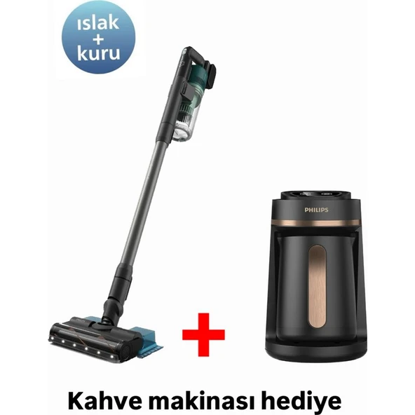 Philips XC6557/01 Cordless Vc Aqua Dikey Şarjlı Süpürge + Philips Series 5000 HDA150/60 Bakır Türk Kahve Makinesi Hediyeli ürün görseli 1