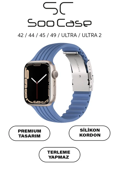 Apple Watch Uyumlu Watch 3 4 5 6 7 8 9 SeSeri 38 40 41 MM Klipsli Kordon Kayış Silikon MT36 ürün görseli 1