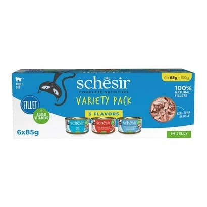Schesir Jelly Karışık Jöle İçinde Yetişkin Kedi Konservesi (3 Çeşit) 85Gr X 6 Adet ürün görseli 1