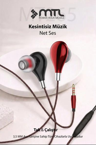 3.5 MM Jack Girişli Stereo Kulak İçi Silikonlu Kablolu Kulaklık Yüksek ve Bas Kalitesi ürün görseli 1