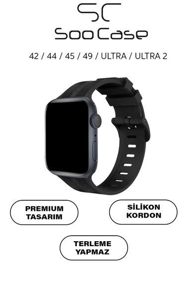Apple Watch Uyumlu Watch 1/2/3/4/5/6/SE/7/8/9 Serileri 42/44/45/49 MM Kordon Kayış Silikon MT86 ürün görseli 1