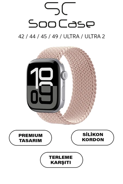 Apple Watch Uyumlu 1/2/3/4/5/6/SE/7/8/9Seri 42/44/45/49MM Solo Loop Kordon Kayış Silikon SBeden MT94 ürün görseli 1