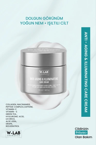 W-Lab Cosmetics Anti-Aging & Illuminating Cream 50 Ml Yüz, Boyun ve Dekolte Aydınlatıcı Yaşlanma Karşıtı Krem ürün görseli 1