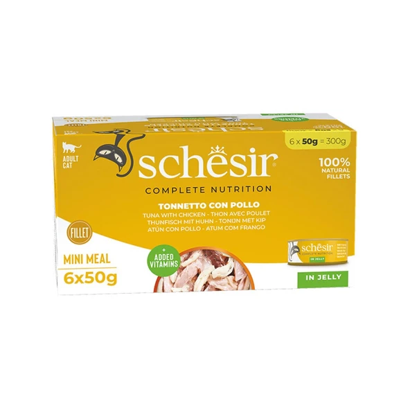 Schesir Jelly Ton Balığı ve Tavuk Jöle İçinde Yetişkin Kedi Konservesi Multipack 50Gr X 6 Adet ürün görseli 1