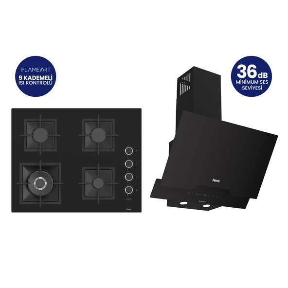 Siyah 2'li Döküm Izgara Silentart  Ankastre Set  SC405-WFA+D063-SA 65 CM OCAK ürün görseli 1