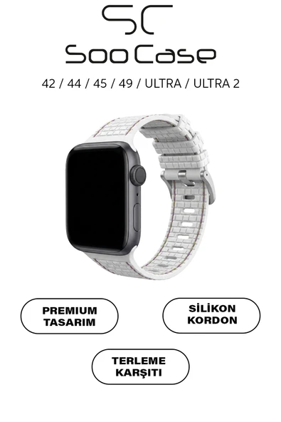 Apple Watch Uyumlu 1/2/3/4/5/6/SE/7/8/9Seri 42/44/45/49MM Kordon Kayış Silikon MT78 ürün görseli 1