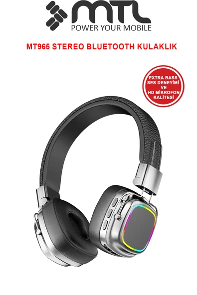 Retro Kablosuz Stereo Suni Deri Kafa Bluetooth Kulaklık RGB Işık Extra Rahat Gürültü Azaltma MT965 ürün görseli 1
