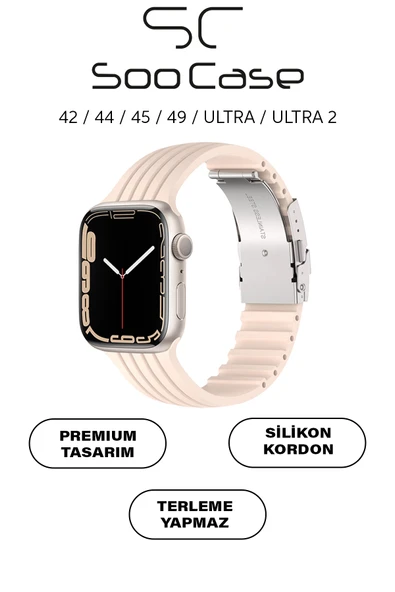 Apple Watch Uyumlu 1/2/3/4/5/6/SE/7/8/9Seri 42/44/45/49MM Klipsli Kordon Kayış Silikon MT36 ürün görseli 1