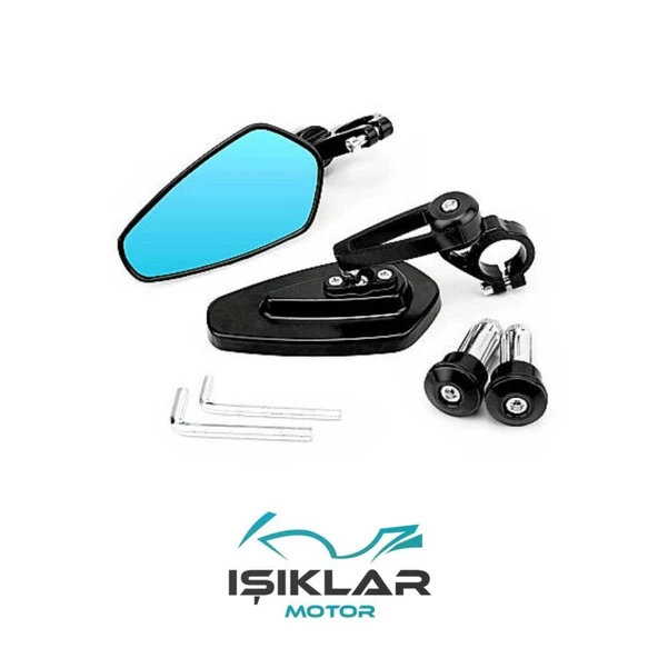 Arora Elegant Motosiklet Gidon Ayna Siyah GA0035 ürün görseli 1