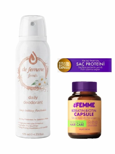 De Femme Fresh Daily İntim Deodorant 125 Ml+De Femme Saç Proteini ürün görseli 1