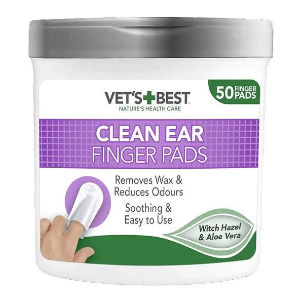 Vet's Best Clean Ear Kedi ve Köpek Kulak Temizleme Parmak Pedi (50 Adet) ürün görseli 1