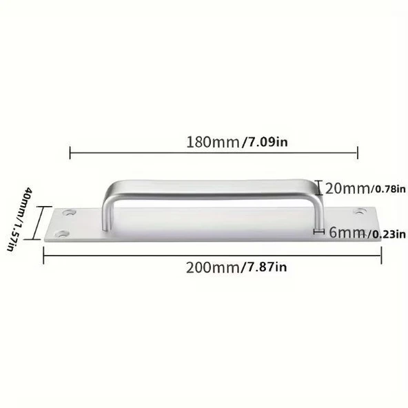 Marelli PULL Gri saten Aluminyum şık sürme kapı çekmesi - Resim 12
