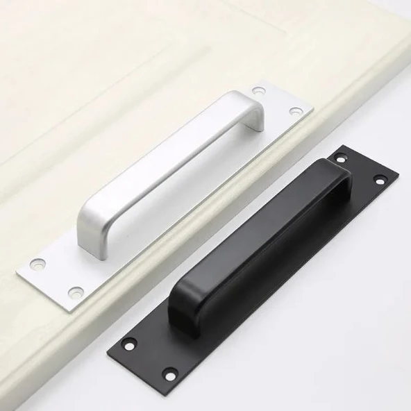Marelli PULL Gri saten Aluminyum şık sürme kapı çekmesi - Resim 4