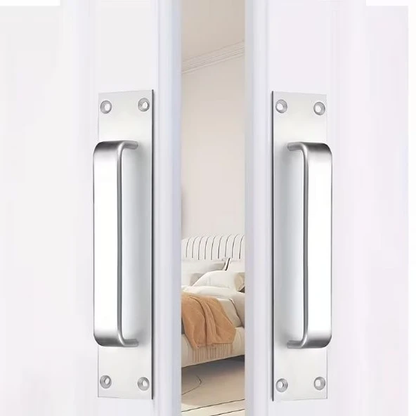 Marelli PULL Gri saten Aluminyum şık sürme kapı çekmesi - Resim 7