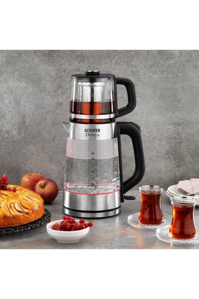 Demya Elektrikli Cam Çay Makinesi-Inox ürün görseli 1