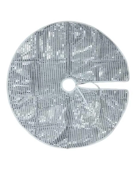 Yılbaşı Ağaç Örtüsü Pullu Payetli Gümüş 90cm - Resim 2