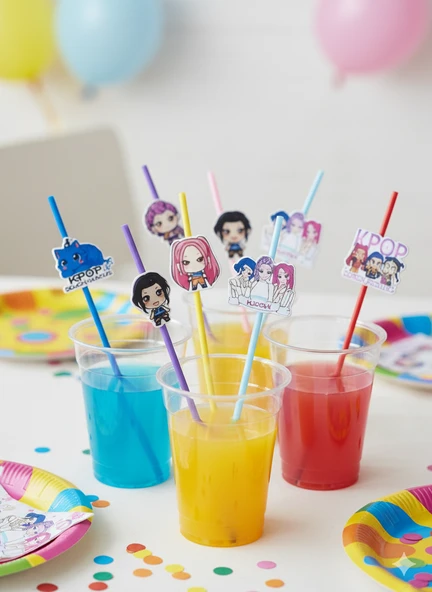 Lisanslı 10'lu Körüklü Pipet Seti K-pop Huntrix Demon Hunters İblis Avcıları Temalı - Parti ve Fan Aksesuarı ürün görseli 1