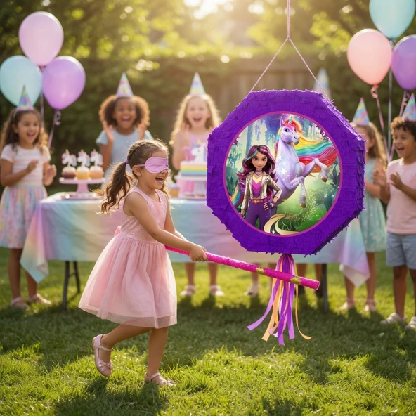 Unicorn Akademi Pinyata 42 cm Sopalı Doğum Günü Parti Oyunu Şeker Doldurulabilir ürün görseli 1