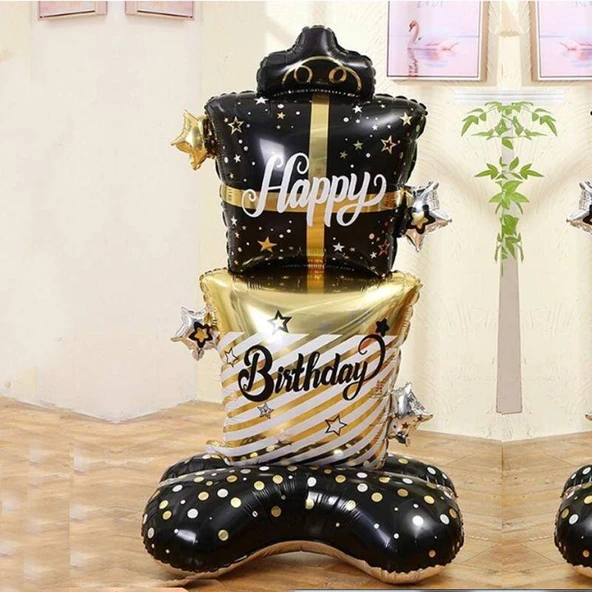 120x58 cm Happy New Year Folyo Balon – Ayaklı Yılbaşı Dekoratif Balon ürün görseli 1