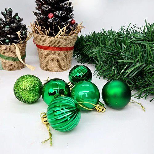 Yılbaşı Top Süs Yeşil 4cm 6lı ürün görseli 1