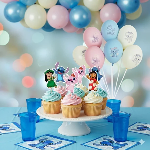 Kürdan Lilo Stitch (sitiç) temalı 10lu  Sadece Kürdanlar .Pasta Cupcake Süsü ürün görseli 1