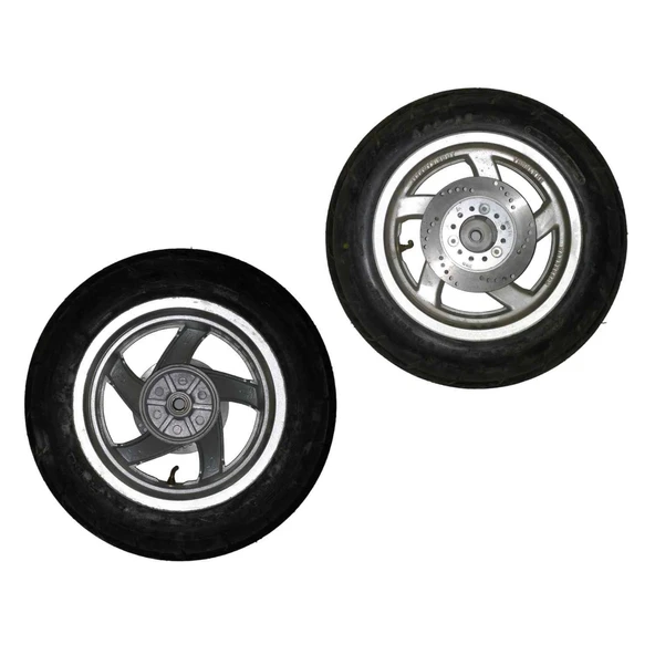 Scooter Arka Jant 12 Gri T5 Diskli Tip Küçük Göbek Lastikli Disk Dahil (4.00-12) ürün görseli 1