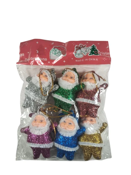 Yılbaşı Noel Baba Figürleri 5cm 6lı Renkli - Resim 3