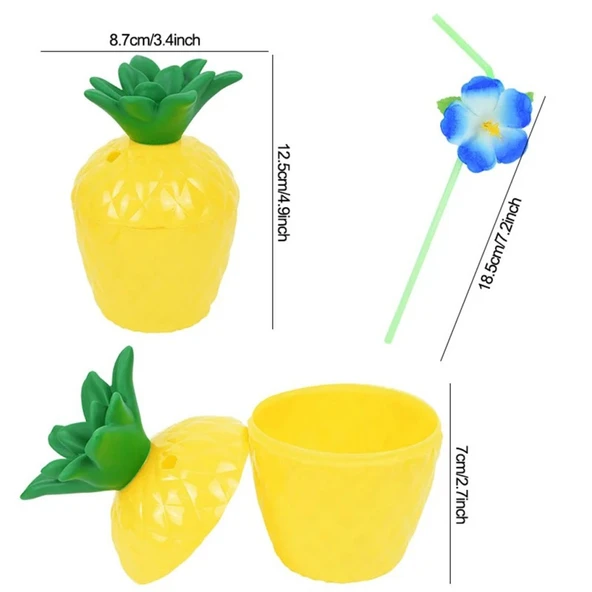 Ananas Hawaii Luau Aloha Pipetli İçecek Kabı Bardak 10x13 cm 1 Adet ürün görseli 1
