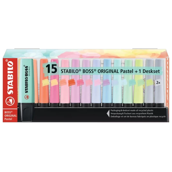 Stabilo Fosforlu Kalem Boss Orıgınal Pastel 15 Li 7015-02 ürün görseli 1