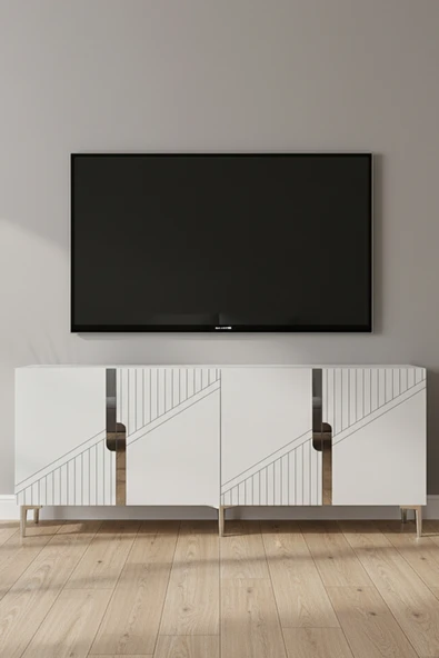 KA1828BS EVVA Konsol ve Tv Sehpası Beyaz-Silver 180cm ürün görseli 1