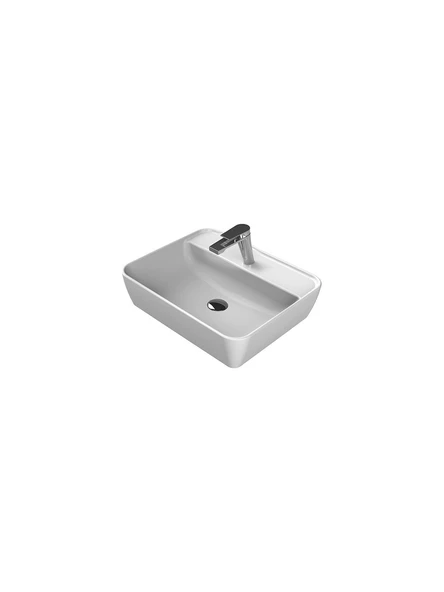 Turkuaz Cerastyle One 55 cm Beyaz Seramik Tezgah Üstü Lavabo 076700U ürün görseli 1