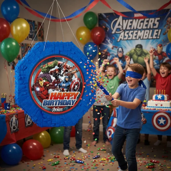 Avengers Yenilmezler Pinyata 42 cm Sopalı Doğum Günü Parti Oyunu Seti ürün görseli 1